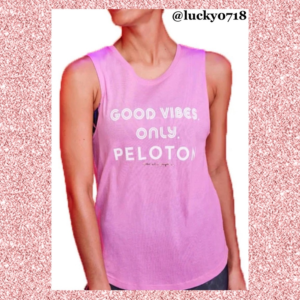 Spirtual Gangster x Peloton Good Vibes Only Pink Tank Sz S